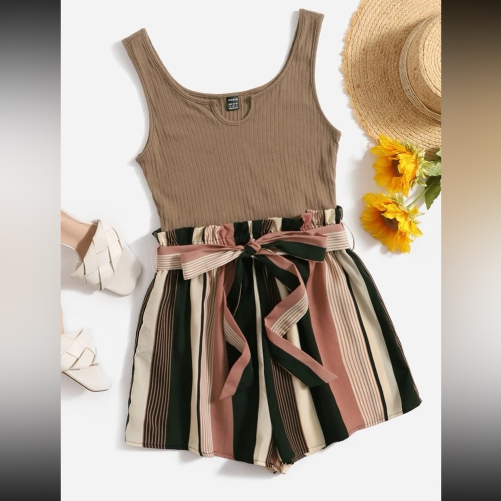 SHEIN Striped Romper 💗✨ VERY STRETCHY
